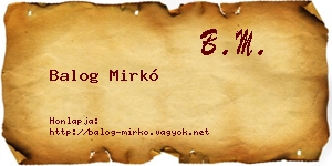 Balog Mirkó névjegykártya